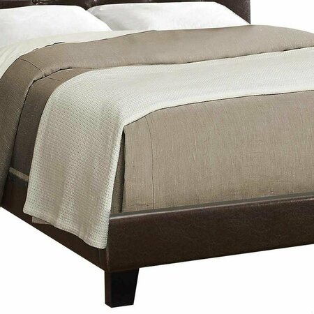 Homeroots 45.75 in. Dark Brown Solid WoodMDF & Foam Queen Size Bed with a Leather Look 333291